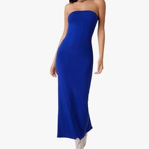 Women's Solid Strapless Sleeveless Bodycon Maxi Dress